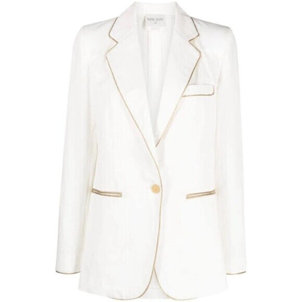 FORTE-FORTE Women's WHITE  Cotton Linen twill jacket Long sleeve SIZE M